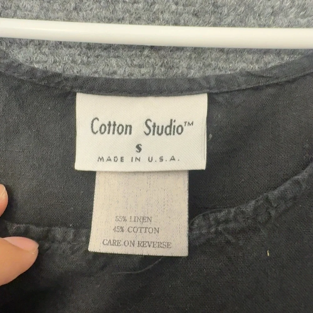 Cotton Studio Dress Womens S Black Linen Cotton Sleeveless Pocket Midi Casual